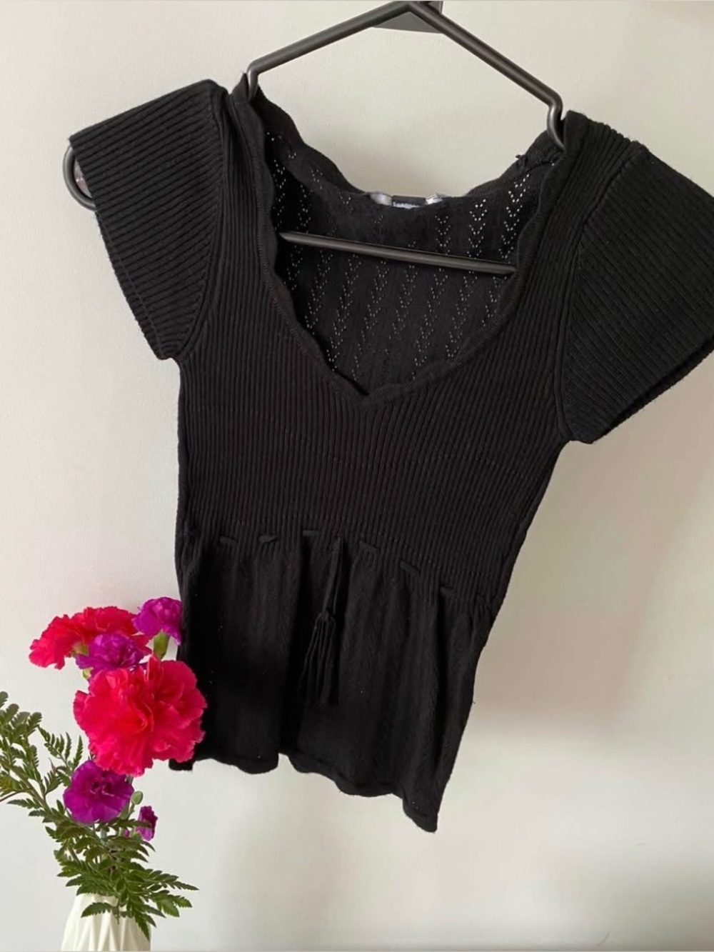 Cute Black Detailed Top